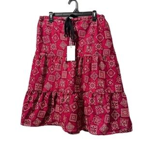 Tiered skirt handmade western cowboy red white adjustable